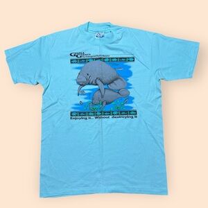 Vintage 1980s T Shirt Gentle Giants Florida Manatee Vtg Nature Tee 80s